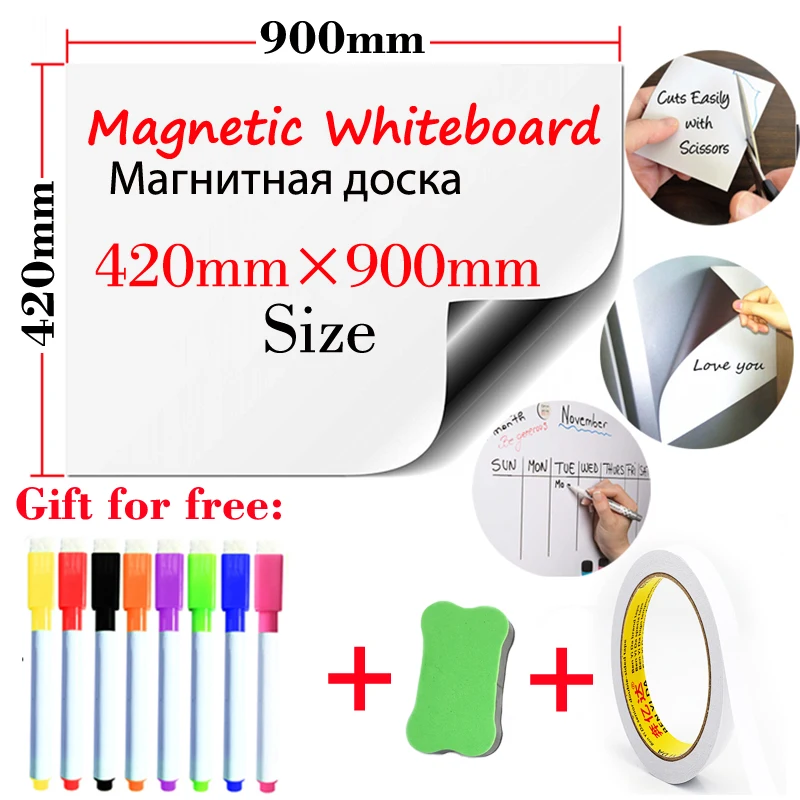 

Magnetic Dry Erase Board Whiteboard School White Board Fridge Stickers Office Wall Board Message Board with Double-sided Tape