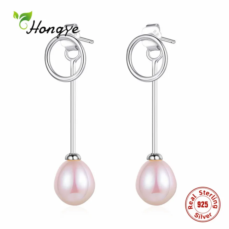 

Hongye 925 Sterling Silver Circle Pearl Drop Earrings Fashion For Women Girl Fine Jewelry Simple Classic Party Wedding Brincos