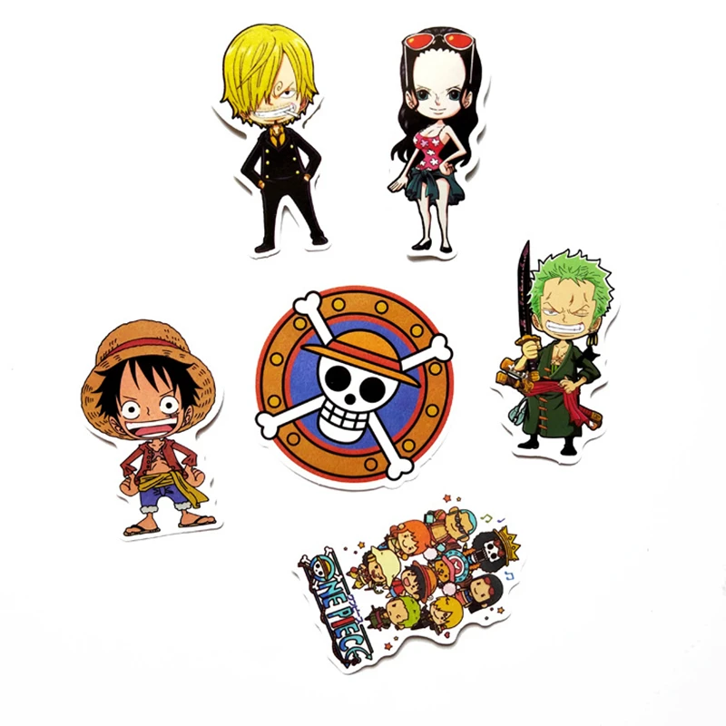 6 шт. в упаковке Аниме one piece стикер s водонепроницаемый ПВХ скейтборд багаж мотоцикл ноутбук гитара скрапбук забавные детские игрушечные этикетки