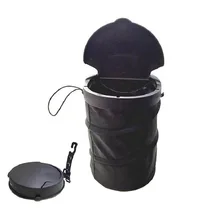 Mini Collapsible Seat Hanging Car Trash Can With Lid Vehicle Back Seat Headrest Litter Trash Garbage Bag Organizer Bin