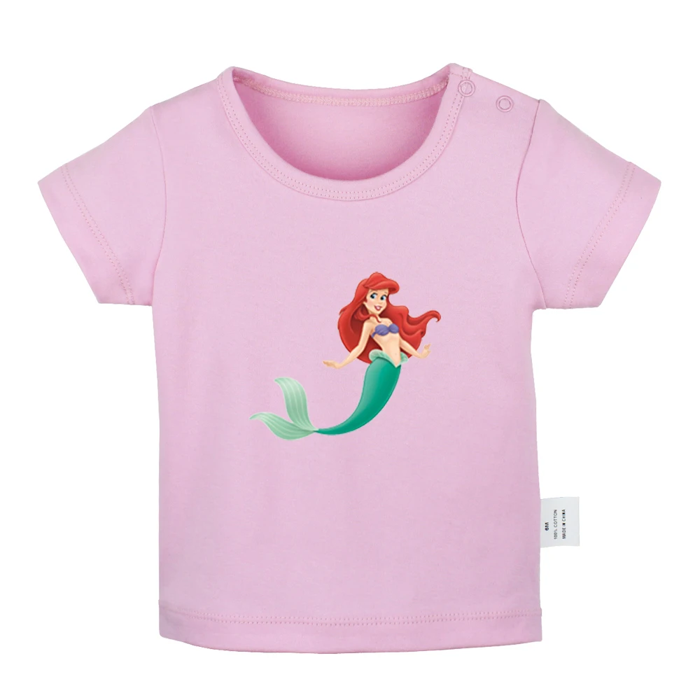 Милые дизайнерские футболки для новорожденных с рисунком маленькая принцесса-Русалочка Ариэль однотонные футболки с короткими рукавами для малышей - Цвет: JbBabyYP527D