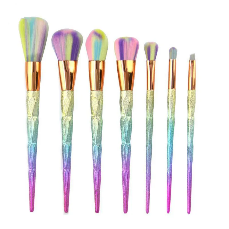 

7pcs 3D Glitter Diamond Unicorn Makeup Brushes Set Foundation Blending Power Crease Cosmetic Beauty Make Up Tool DF