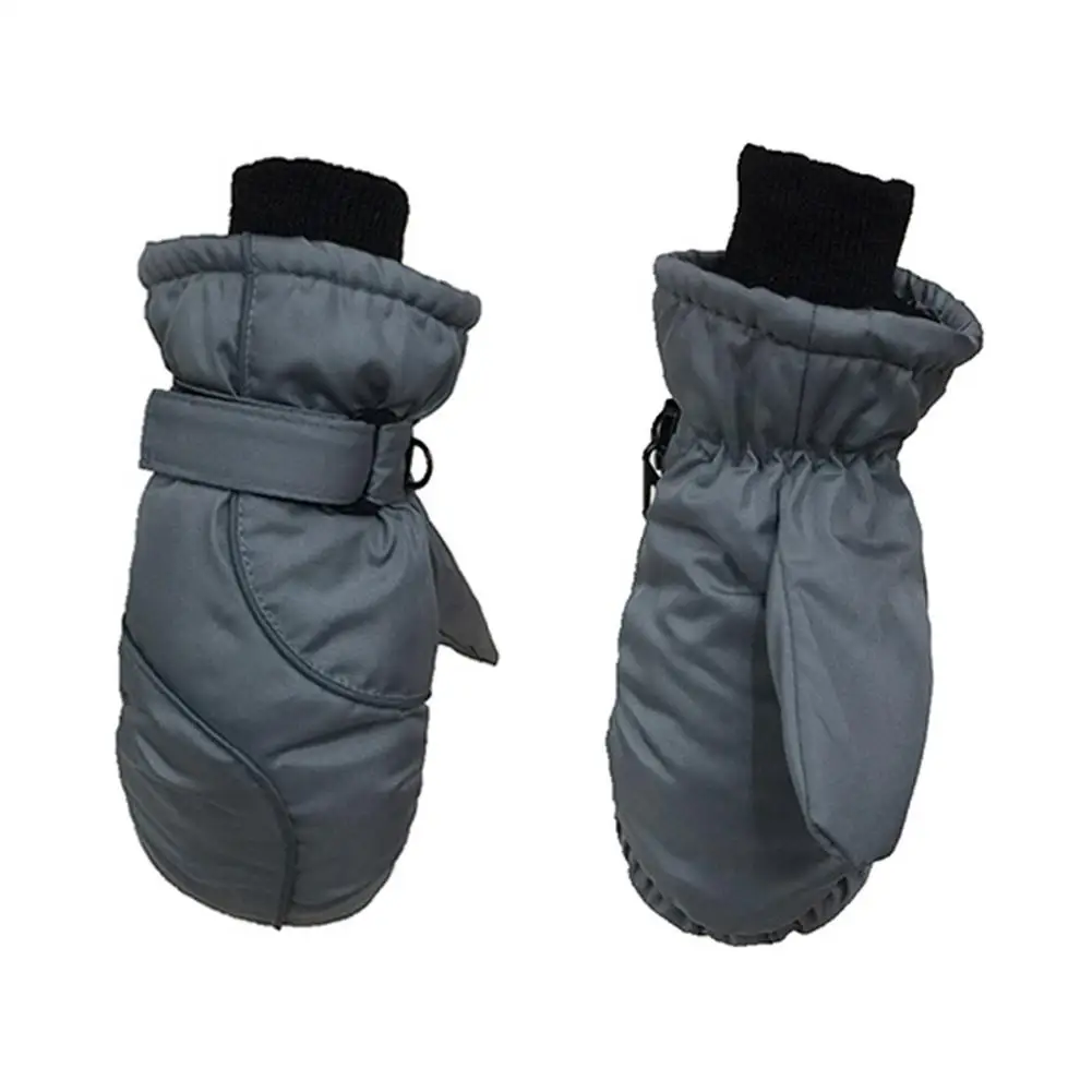 1 пара Детские лыжи катание на лыжах Утепленные перчатки теплые лыжные перчатки водонепроницаемые ветрозащитные уличные перчатки для детей - Цвет: Gray