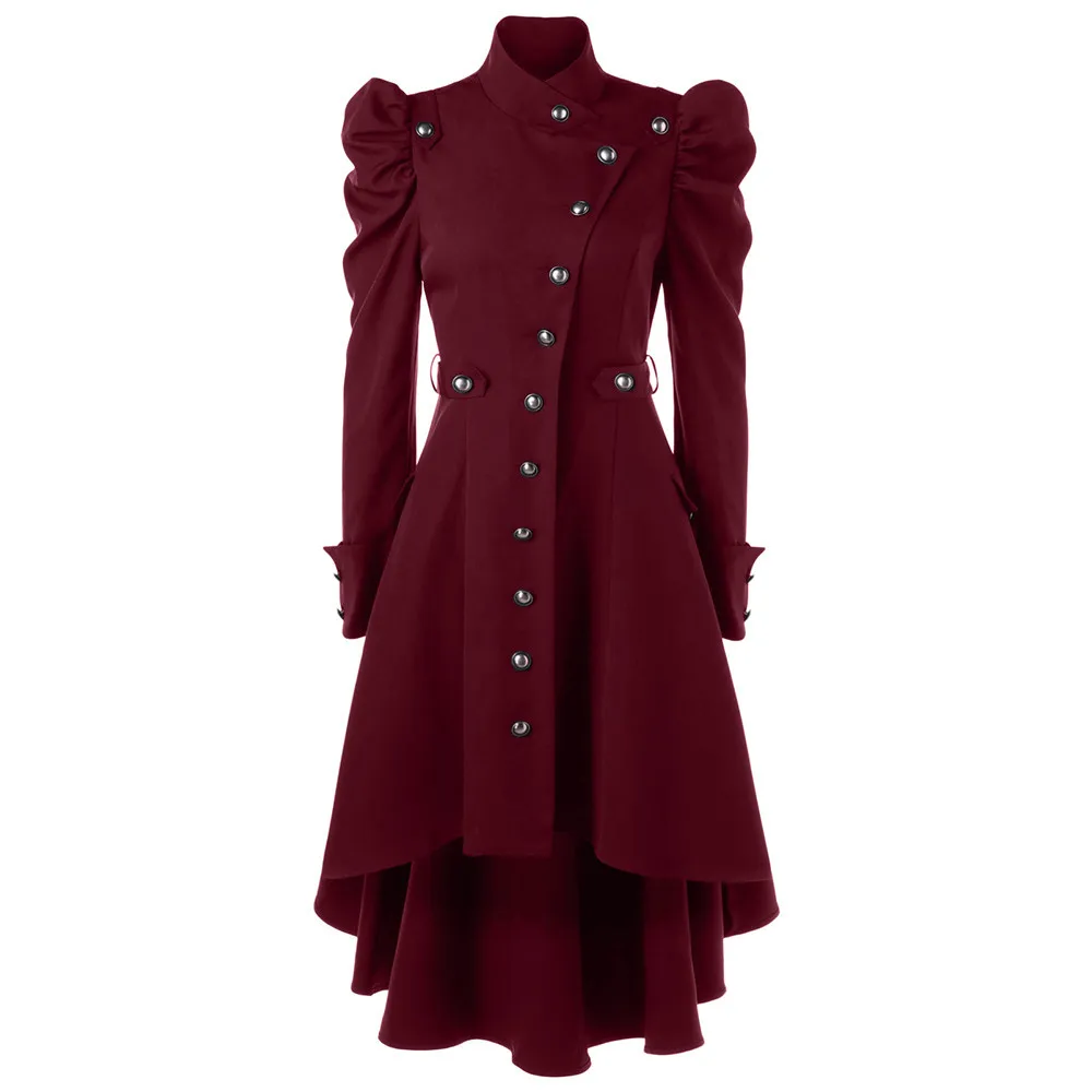 long trench women autumn clothes Vintage Steampunk Long Coat Gothic Overcoat Ladies Retro coat d91009