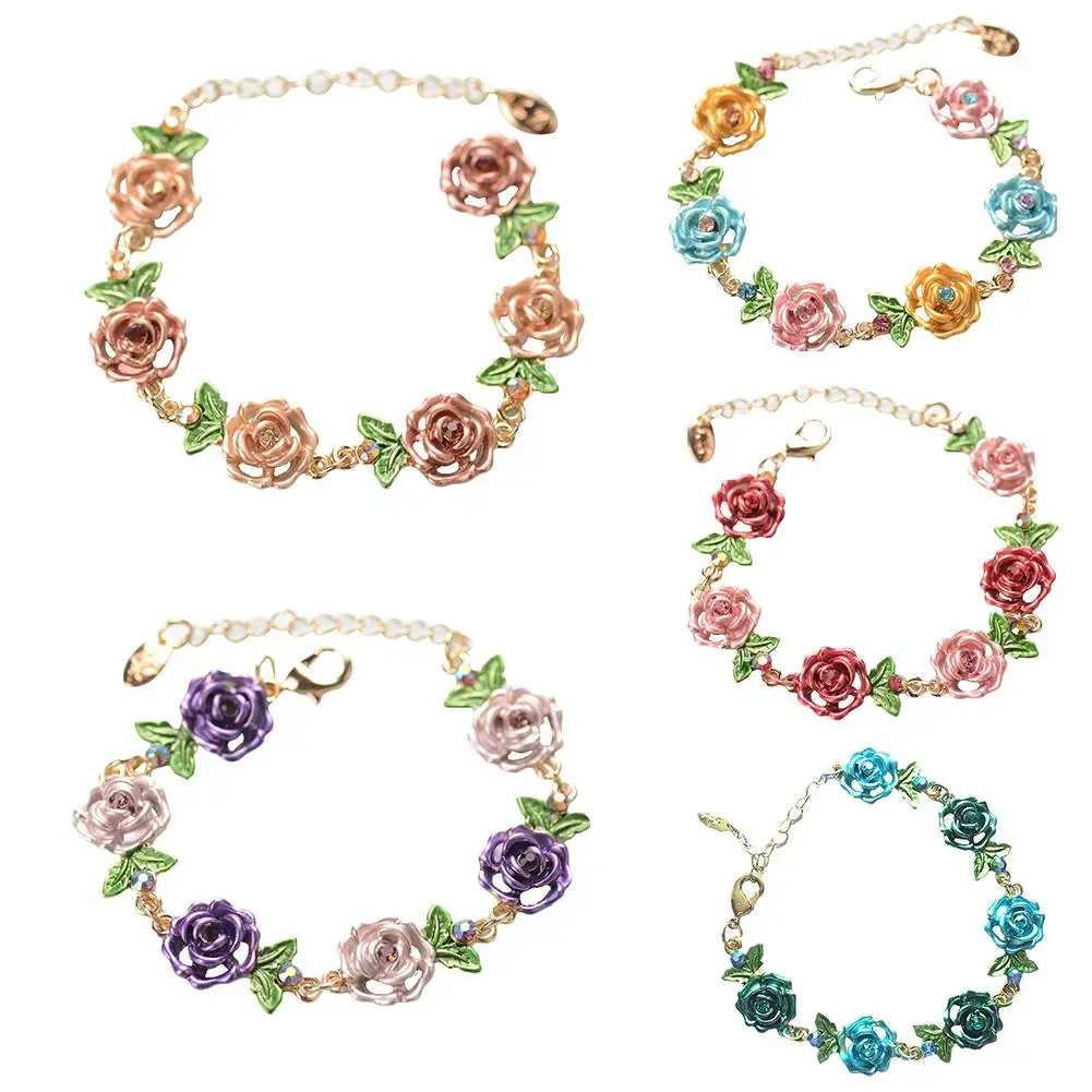 5 Color Unique Ethnic Vintage Rhinestone Flower Women Bracelet Bangle For Female Dancer Prom Party Jewelry Wrist Decor Xmas Gift | Украшения