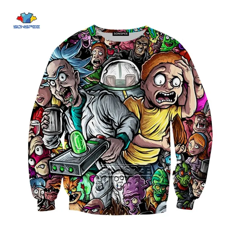 3 SONSPEE Crazy Rick marty Harajuku/Одежда для взрослых и детей с 3D принтом, толстовки, футболки, жилетки, штаны, куртки для женщин и мужчин D88 - Цвет: 3