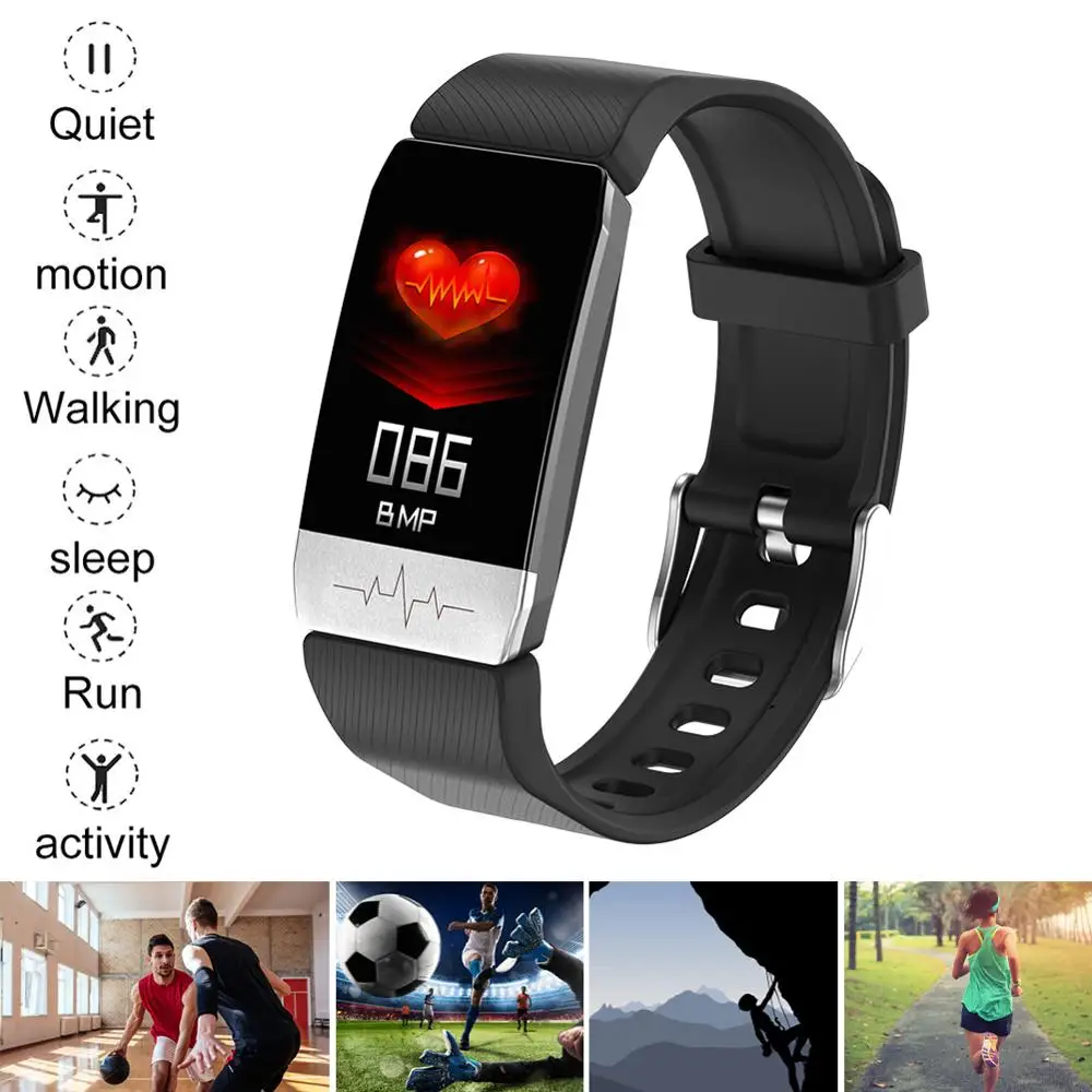 

T1S Smart Bracelet Real-time Temperature Heart Fitness Tracker Blood Pressure Waterproof Control Multi-sport mode Smart Wristban