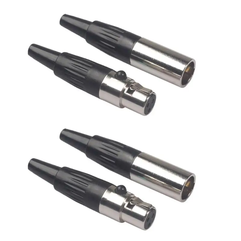 2 Pairs 3 Pin Male+ Female Mini XLR Plugs Audio Connectors for Microphone earphone for DIY soldering