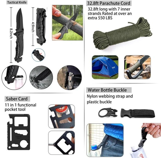 Outdoor Survival Kit Set Military Camping Tools Tactical Molle IFAK Pouch  Emergency First Aid Survival Wristband