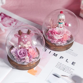 

Diameter=12cm Round Glass Dome Vase Home Decoration Different Base Glass Dome Friend Gift Wedding Decoration