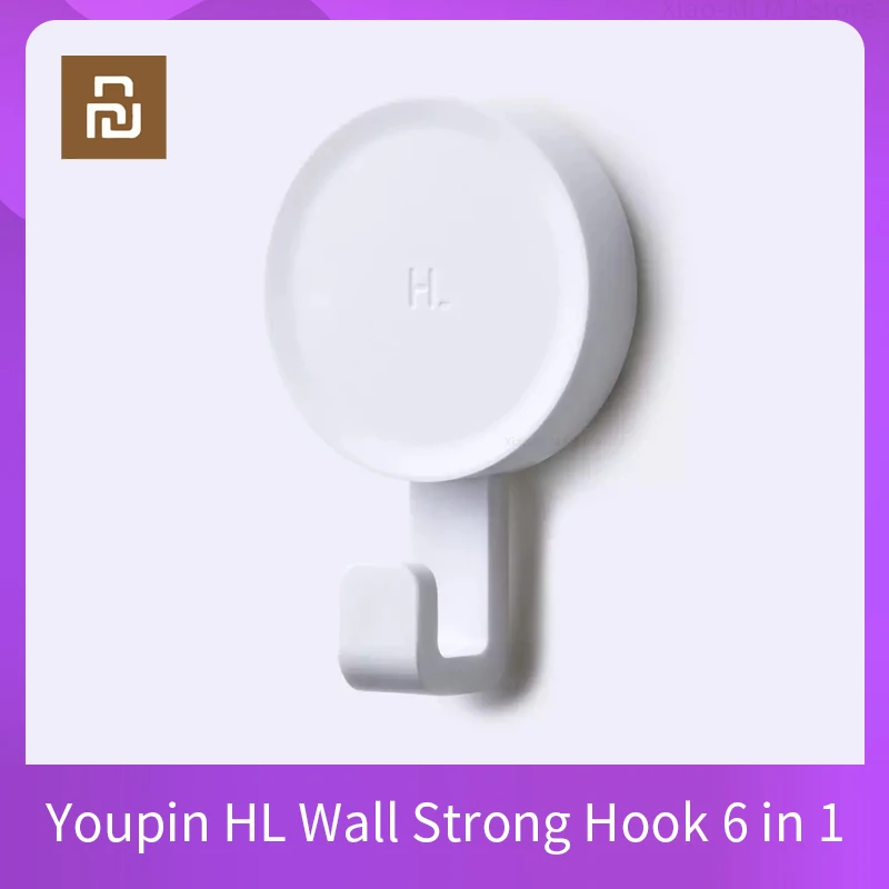Youpin HL Wall Hook Bedroom Kitchen Hooks 3kg Max Load Up Smart Home 6 in 1 Strong Kit Sundries Simple Practical | Электроника