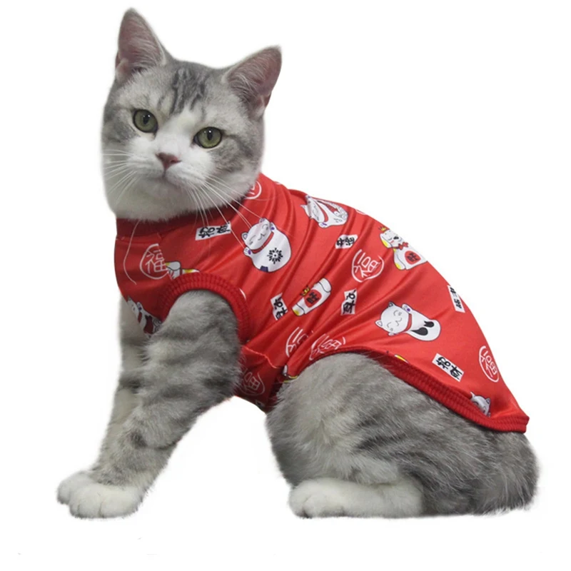 Симпатичная одежда для домашних животных, котов осенний жилет для девочек-красный кошки, синий, печенье, желтый головки собаки кота, банок(разные рисунки), жилет для кошек, Размеры S/M/L/XL