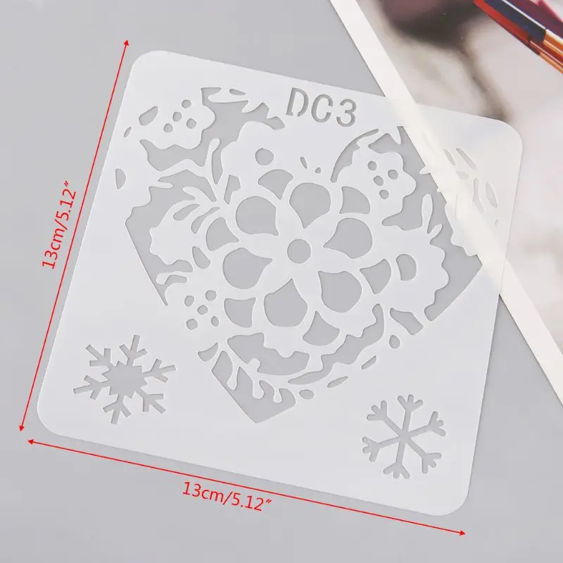 12Pcs Flower Heart Drawing Molds Plastic Children Painting Stencils DIY Paper Ar
