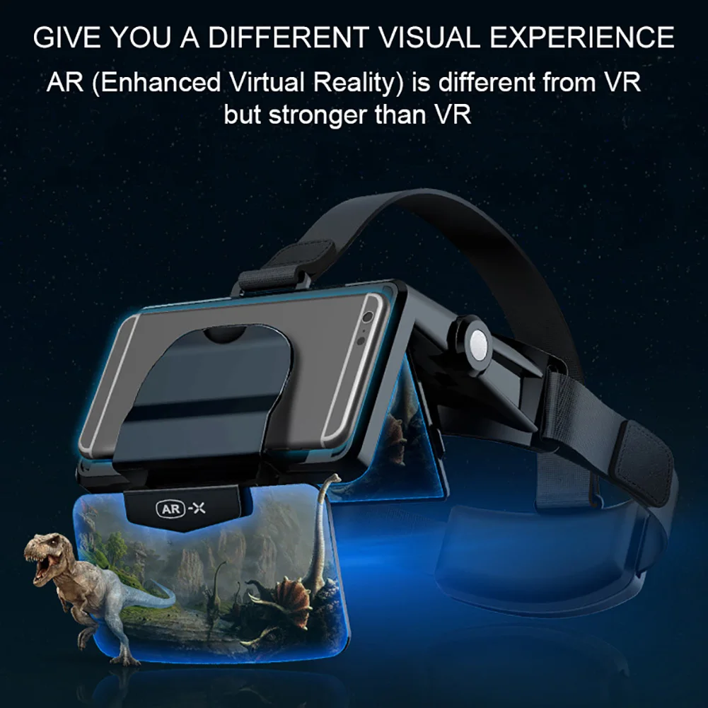 AR-X AR Smart Glasses Enhanced 3D VR Glasses Headphones Virtual Reality Helmet VR Headset For 4.7-6.0 Inches Smartphone