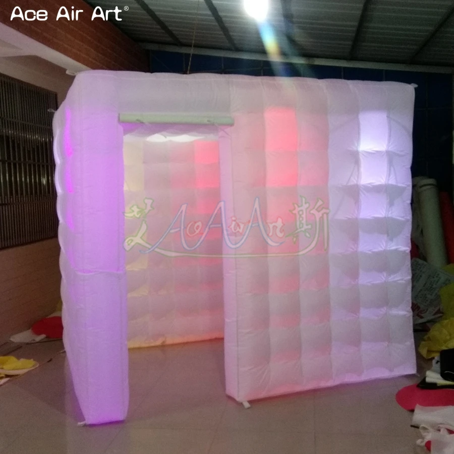  New size cube inflatable photo boothcabinet photo backdropsocial booth with foldable curtain and 1 