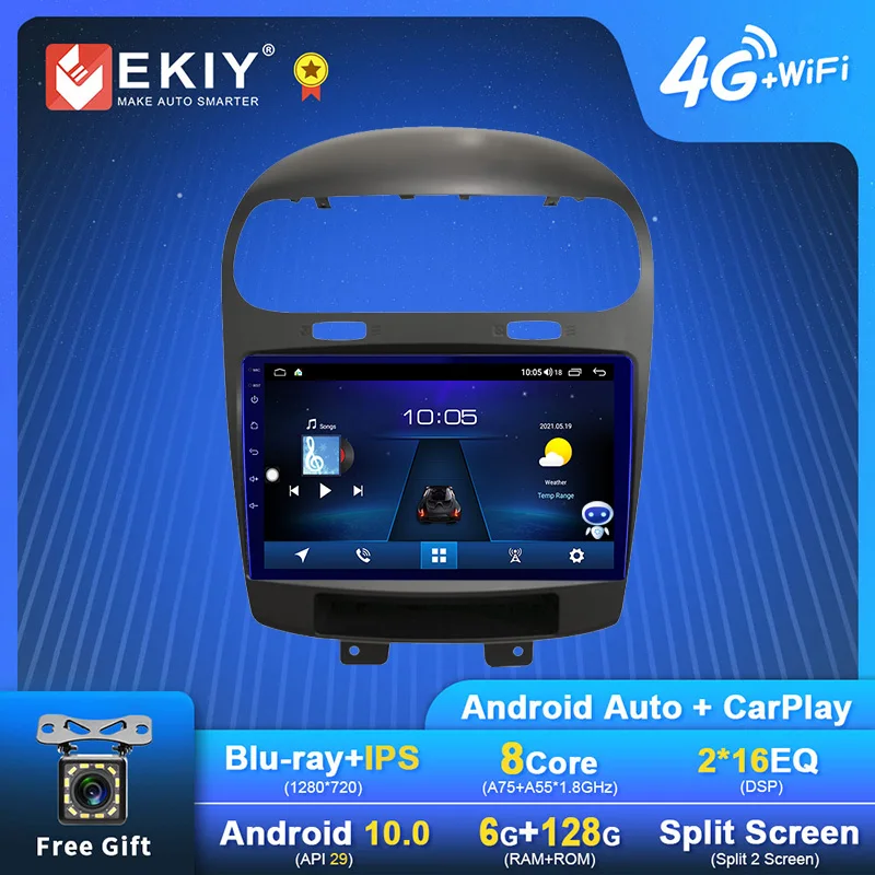 Автомагнитола EKIY на Android для Dodge Journey Fiat Leap 2012-2020 Navi GPS 1280*720 IPS DSP Carplay мультимедийный