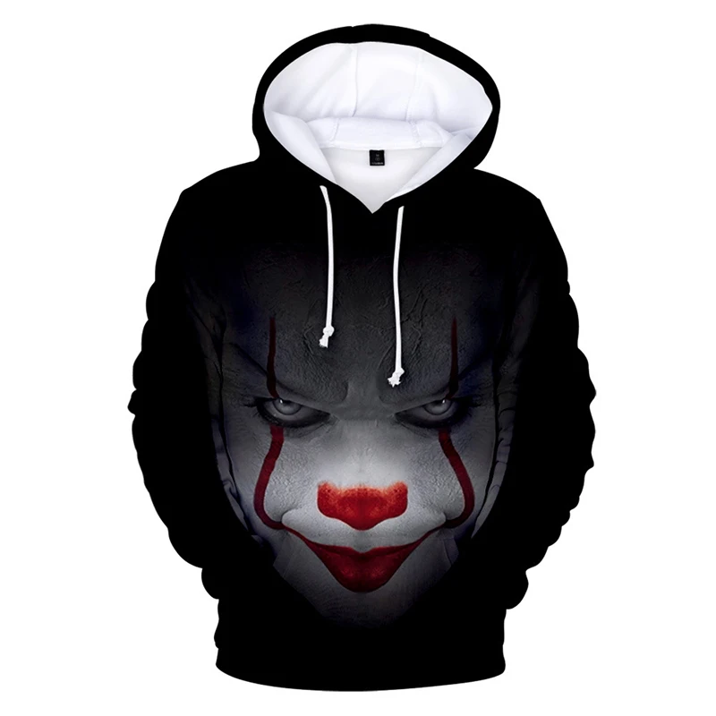 Белый It Chapter 2 Hoddie размера плюс 3D Галстук окрашенный Джокер мужские толстовки кофты Sudadera Hombre Con Capucha круглый вырез 4XL