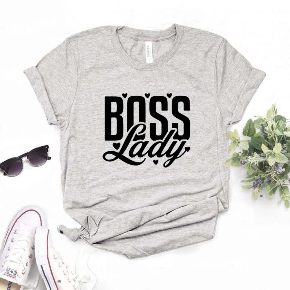 Женские футболки с принтом Boss Lady, хлопковая Повседневная забавная футболка для девушек, 6 цветов, Прямая поставка, NA-950