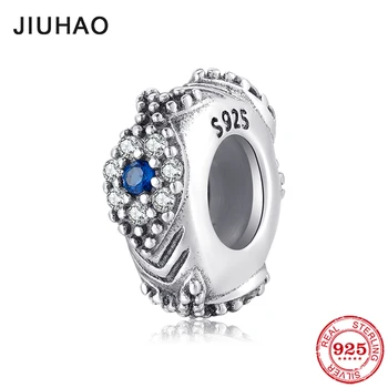 

High quality 925 Sterling Sliver sparkling CZ Eye Charms spacer Stopper Beads Fit Original Women JIUHAO Charm Bracelets Jewelry