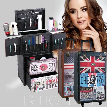

Hairdressing tool box barber special hair stylist portable trolley case large capacity multi-function password box