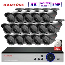 KANTURE h.265+ 16CH сверхвысокой четкости 4K Ultra HD cctv dvr система 16X8 Мп Ночное Видение безопасности Камера комплект 4K Водонепроницаемый видеонаблюдение Камера