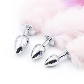 Metal Anal Plug Fox Tail Butt Plug for Couple Sex Game Cosplay Feather Tail Plug Adult Anal Sex Toy for Women Erotic Accessories 3