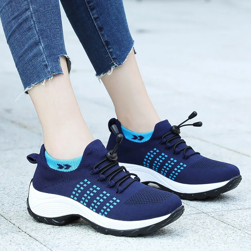 Breathable Sneakers Casual-Shoes Plataforma Female Women Mesh-Sock Walking Feminino Zapatos