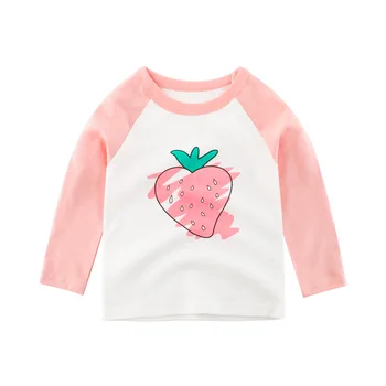 

2020 hot sale pink lovely strawberry girl children's clothing cartoon dinosaur cotton clothes car boy T-shirt capless sweater