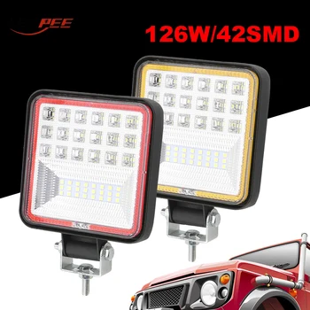 

LEEPEE Universal Fog Lights 6000K 126W/42SMD Car LED Work Light With Aperture for Offroad ATV UTV Tractor Car Light Assembly Led