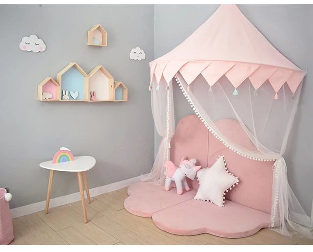 Pink Princess Castle Play House Nordic Kid Play Tent Tipi Enfant Indoor Baby Girls Crib Canopy Net Bed Tent Children Room Decor 4