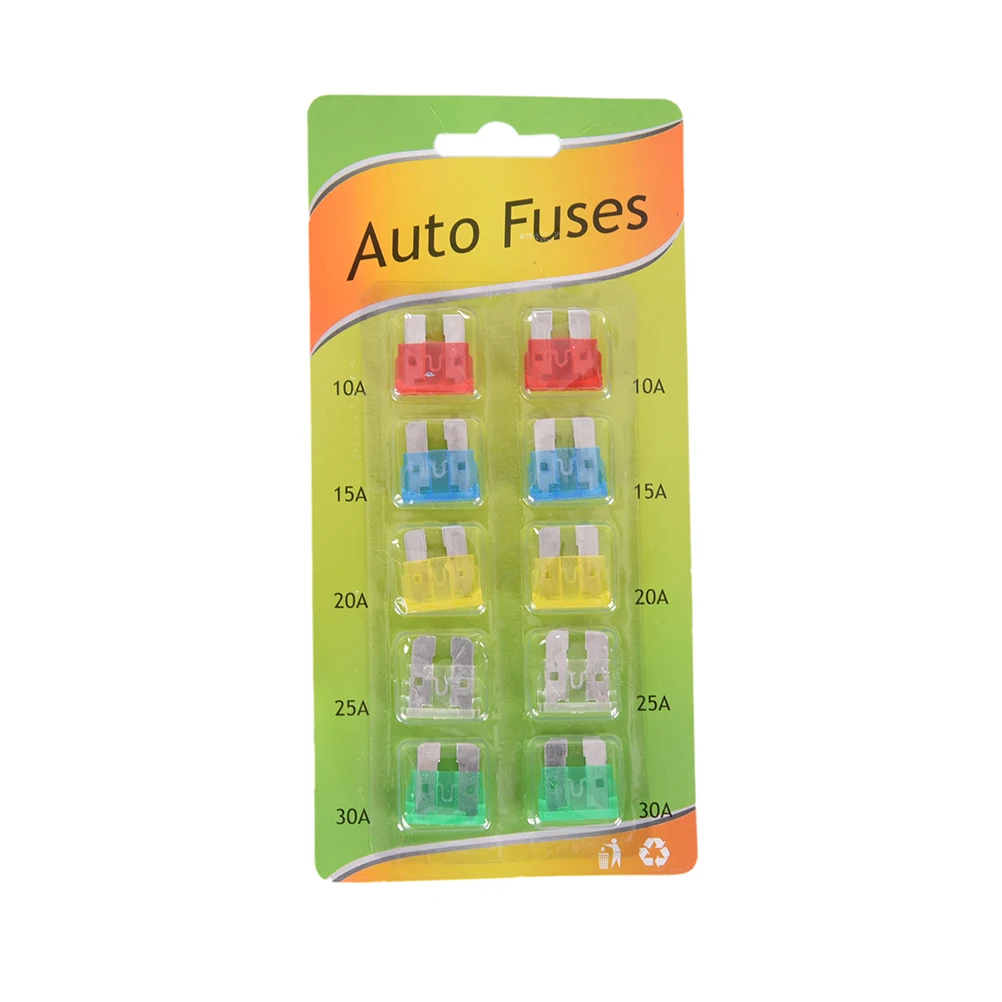 

Car Insurance Insert 10-30A fuse 10-30A Trendy Car Fuse Insurance Pieces Set Durable Zinc Alloy Safety Film 10PCS/lot