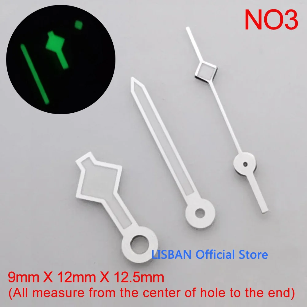 Green Color Luminous Watch Hands Fit ETA 2824 2836 2834 2892 PT5000 Automatic Movement for Lisban