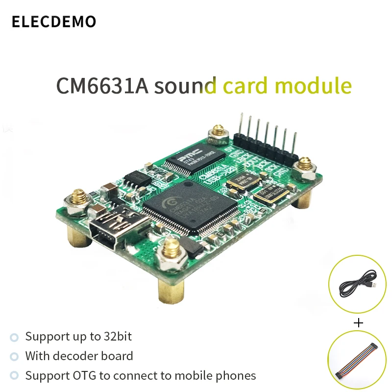 Модуль звуковой карты CM6631A цифровой интерфейс USB к I2S 32 бит/192K с декодером Hi Fi