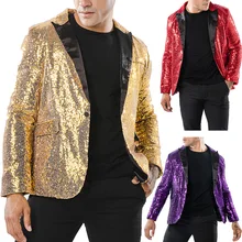 European and American Performance Dress Golden Bright Film Suit Korean Suit Nightclub Men's Dress Host Emcee Studio Coat Style