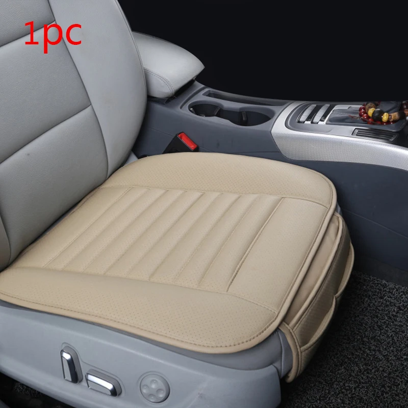 1pc Front Seat Beige Кожаные чехлы для сидений автомобиля, автомобильные чехлы для сидений, защитные накладки, аксессуары, дышащие универсальные чехлы для сидений автомобиля, коврики - Название цвета: 1pc Front Seat Beige