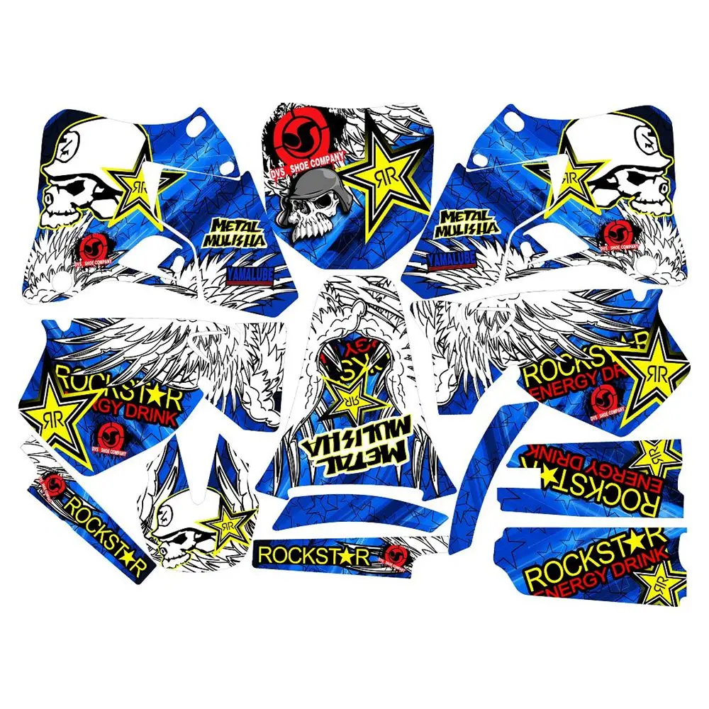 

New Full Graphics Decals Stickers Custom Number Name 3M Bright Stickers For YAMAHA YZ125-YZ250 1996 1997 1998 1999 2000 2001