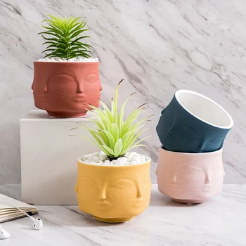 

Creative Flower Pot Retro Human Face Succulent Plant Pot Flower Green Plant Nursery Pots Home Gargen Decoration Flower Vase