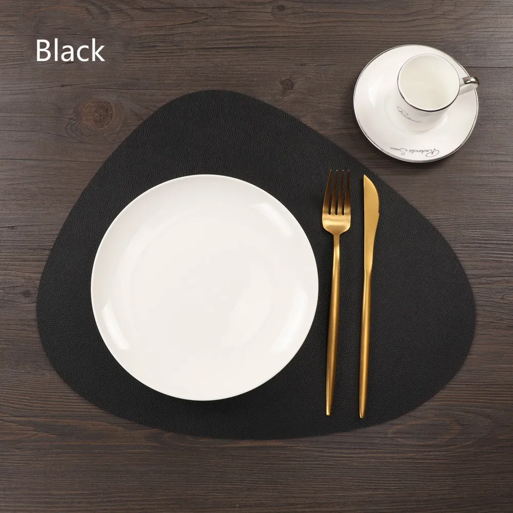  Nordic PU Leather Chic Tableware Pad Placemat Waterproof Non-Slip Heat Insulation Table Mat Creativ
