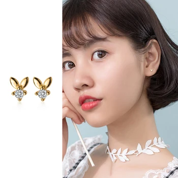 

Mocanie Twinkling Zircon Mini Cute Little Rabbit Stud Earring for Women Fashion 925 Sterling Silver Animal Ear Pin Fine Jewelry
