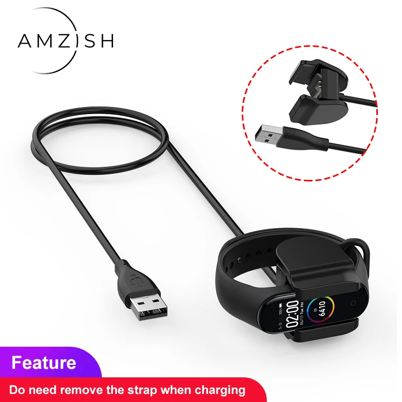 Зарядное устройство amzish с USB кабелем 1 м для Xiaomi Mi Band 4 3 2 зарядное разборный