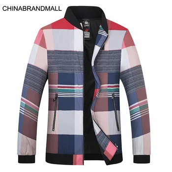 

Men 2020 Autumn Spell Color Jacket Coat Fat Man Plus Fat Plus Size Baseball Li Collar Grid Coat Super