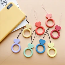 Liebe Candy Farbe Nette Silikon Telefon Lanyard Schlusselring Lanyard Anhanger Universal Finger Ring Seil fir Alle Handys