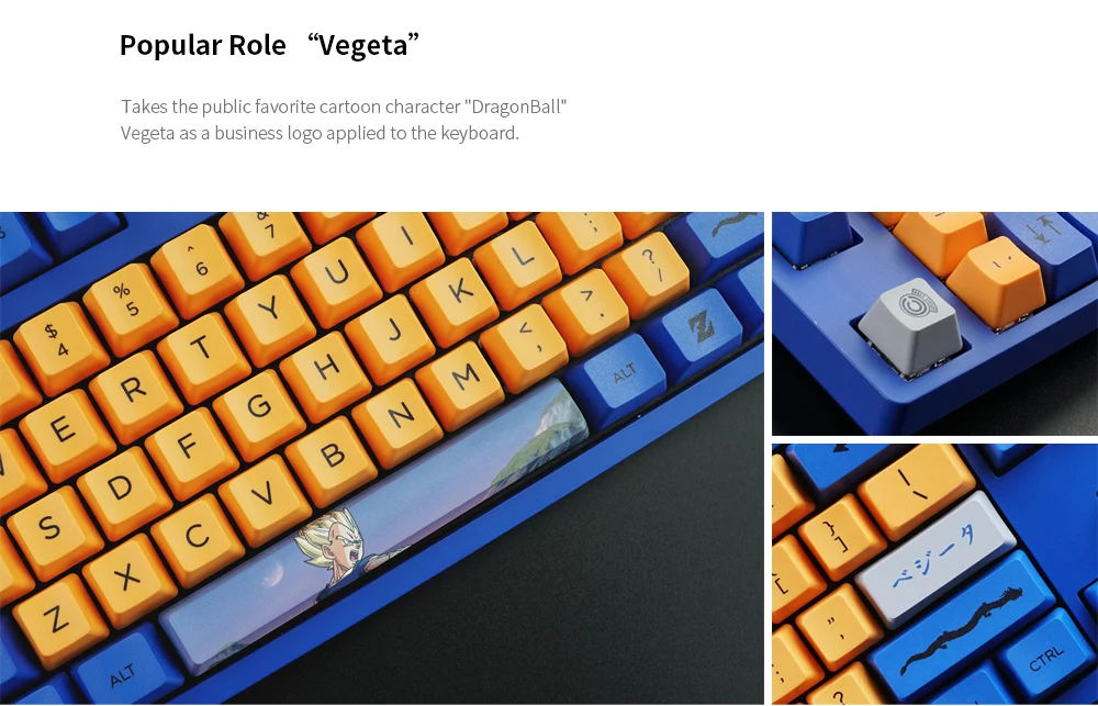 AKKO 3108 V2 Mechanical Gaming Keyboard DragonBall Z Vegeta 108 Key Dyesub PBT Keycaps Cherry MX Switch