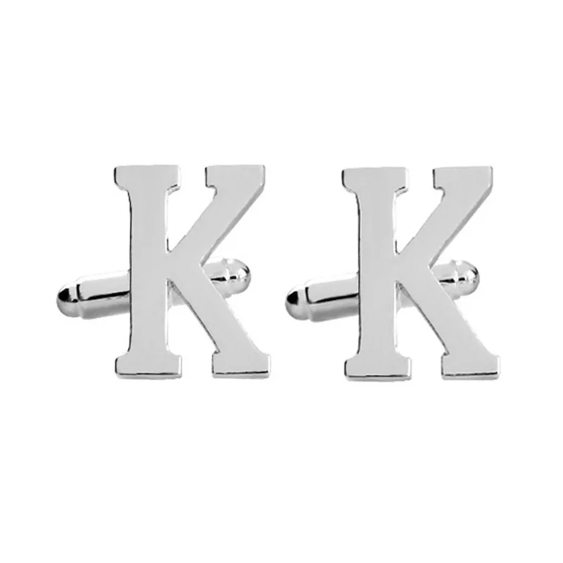 Покрытие из розового золота Cufflink Business Mens Initial Silver Cuff Link Alphabet Letter Wedding Formal - Окраска металла: Покрытие из розового золота