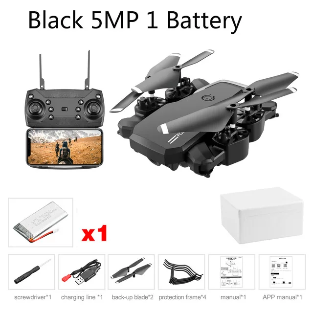 Black 5mp 1B Модернизированный Дрон LF609 4K с HD камерой wifi 1080P двойная камера следуя за мной Квадрокоптер FPV Профессиональный Дрон долгий срок службы батареи Дрон - Color: Black 5mp 1B