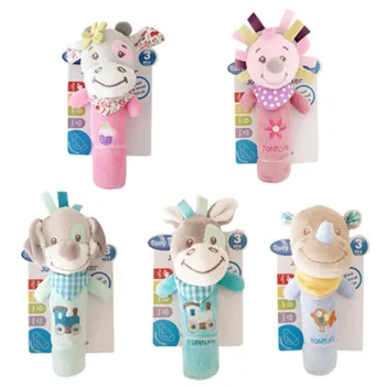 

New Baby Rattles Mobiles BB Sticks Soft Cow Plush Doll Crib Bed Hanging hand catches Animal Toy Doll Kids Toy SA979773