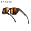 BARCUR – lunettes de soleil carrées en bambou pour hommes et femmes, verres polarisés Vintage en bois brun ► Photo 3/6