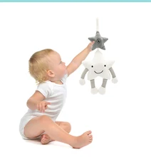 

Cute Baby Carriage Hanging White Five-pointed Star Music Wind Chime Pendant Built-in Music Box 0-1 Year Old Baby Plush Toys