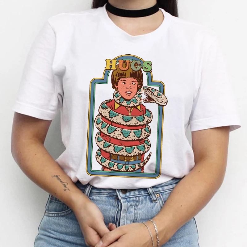 11 Футболка Dont Talk To Strangers, Женская Повседневная футболка Kawaii, футболка с круглым вырезом, женские эстетические топы, Корейская футболка, белая футболка - Цвет: 11