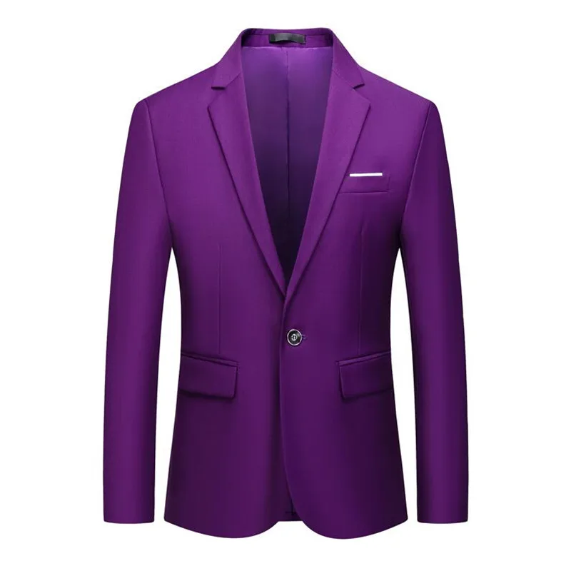 purple Мужской Блейзер, пиджак, платье, мужские классические повседневные обтягивающие блейзеры, высококачественные офисные вечерние костюмы, пиджак - Цвет: purple